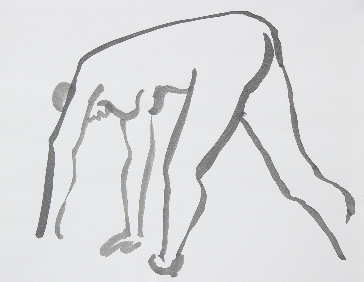 Arched Nude Figure Drawing &lt;br&gt;20th Century Ink Wash &lt;br&gt;&lt;br&gt;#93724