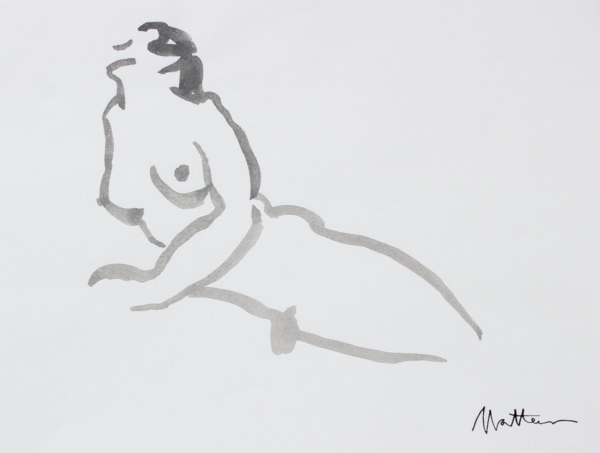 Female Nude In Repose &lt;br&gt;20th Century Ink Wash &lt;br&gt;&lt;br&gt;#93727