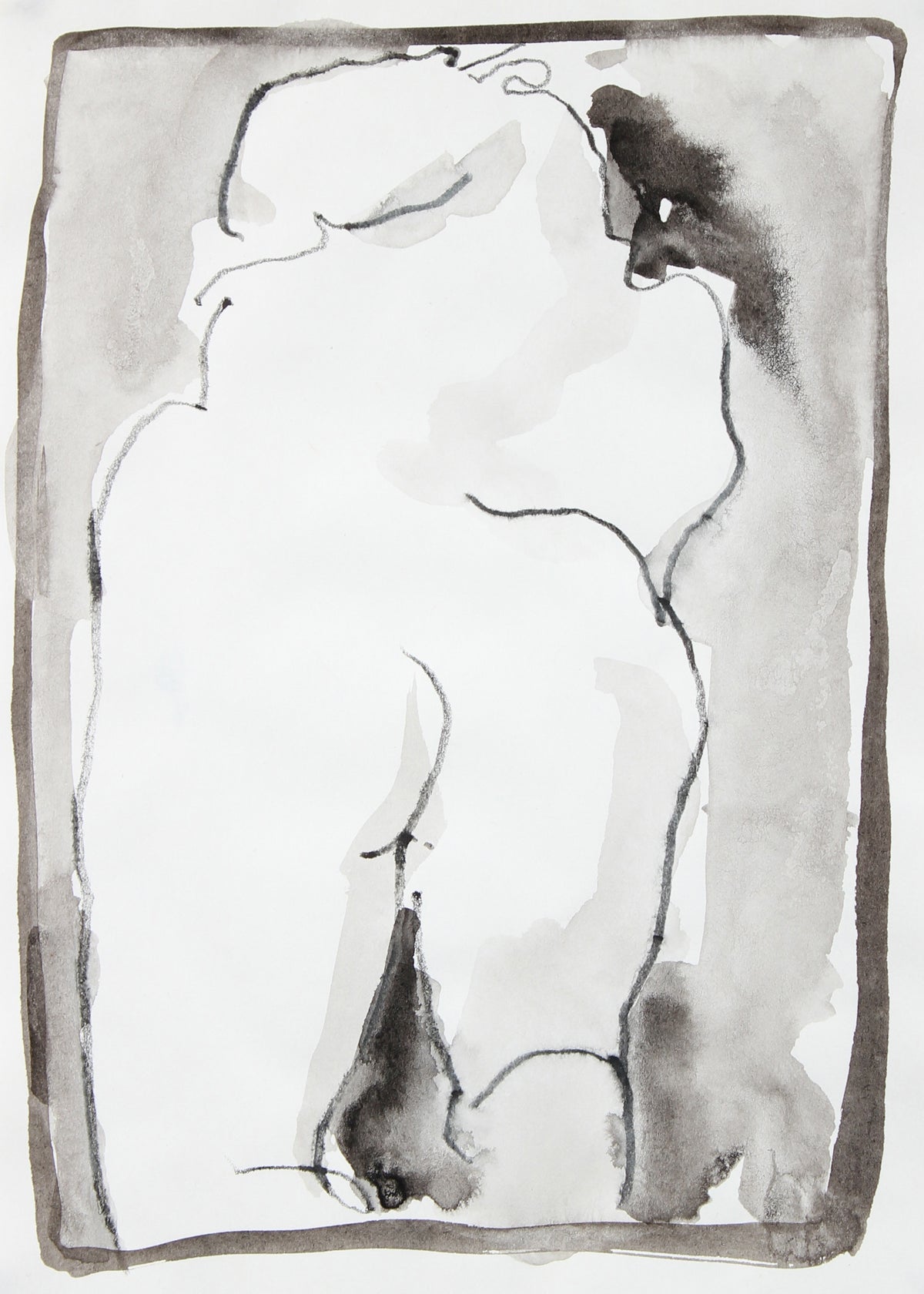 Nude Figure Study &lt;br&gt;1995 Ink Wash and Colored Pencil&lt;br&gt;&lt;br&gt;#93739