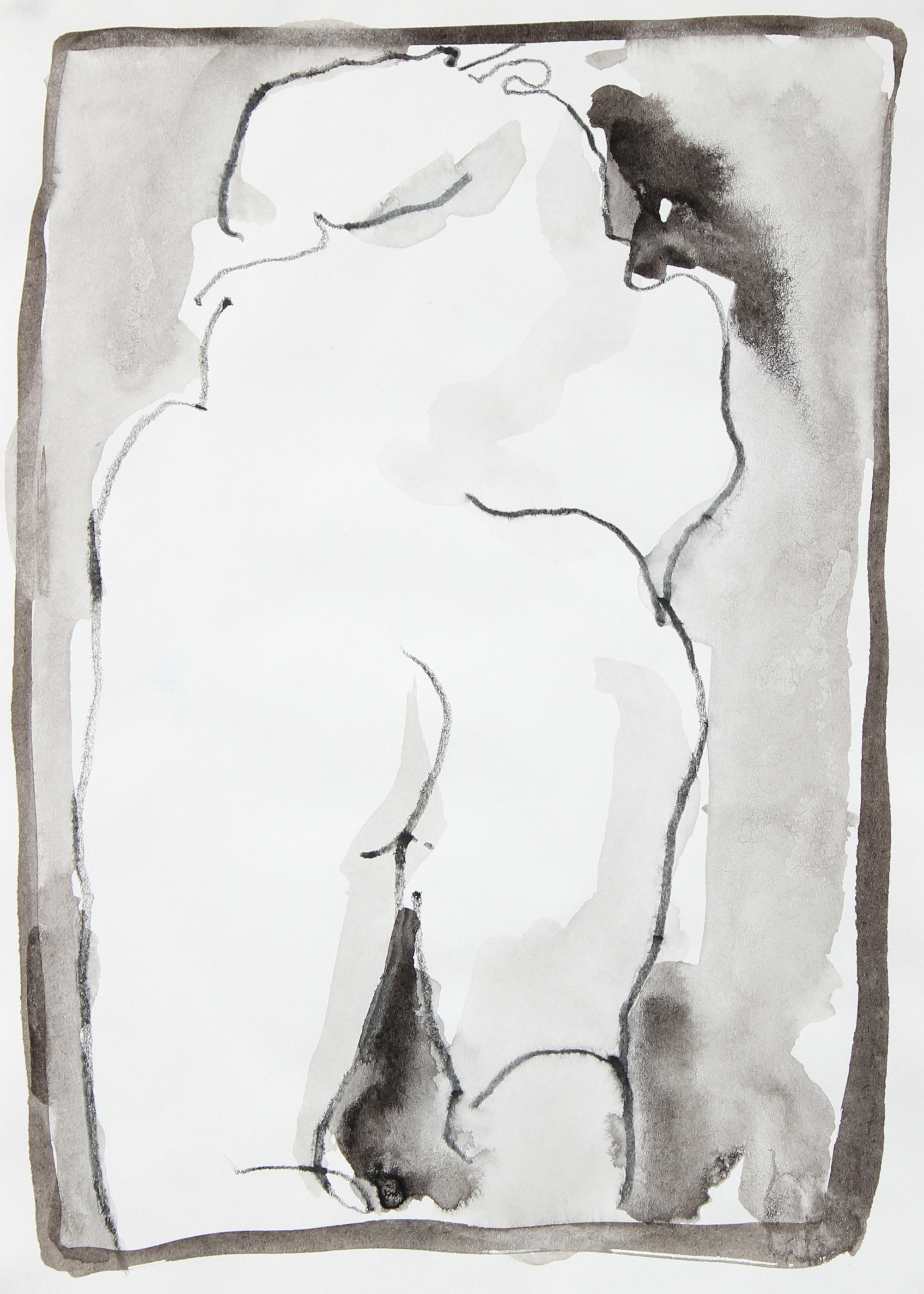 Nude Figure Study <br>1995 Ink Wash and Colored Pencil<br><br>#93739