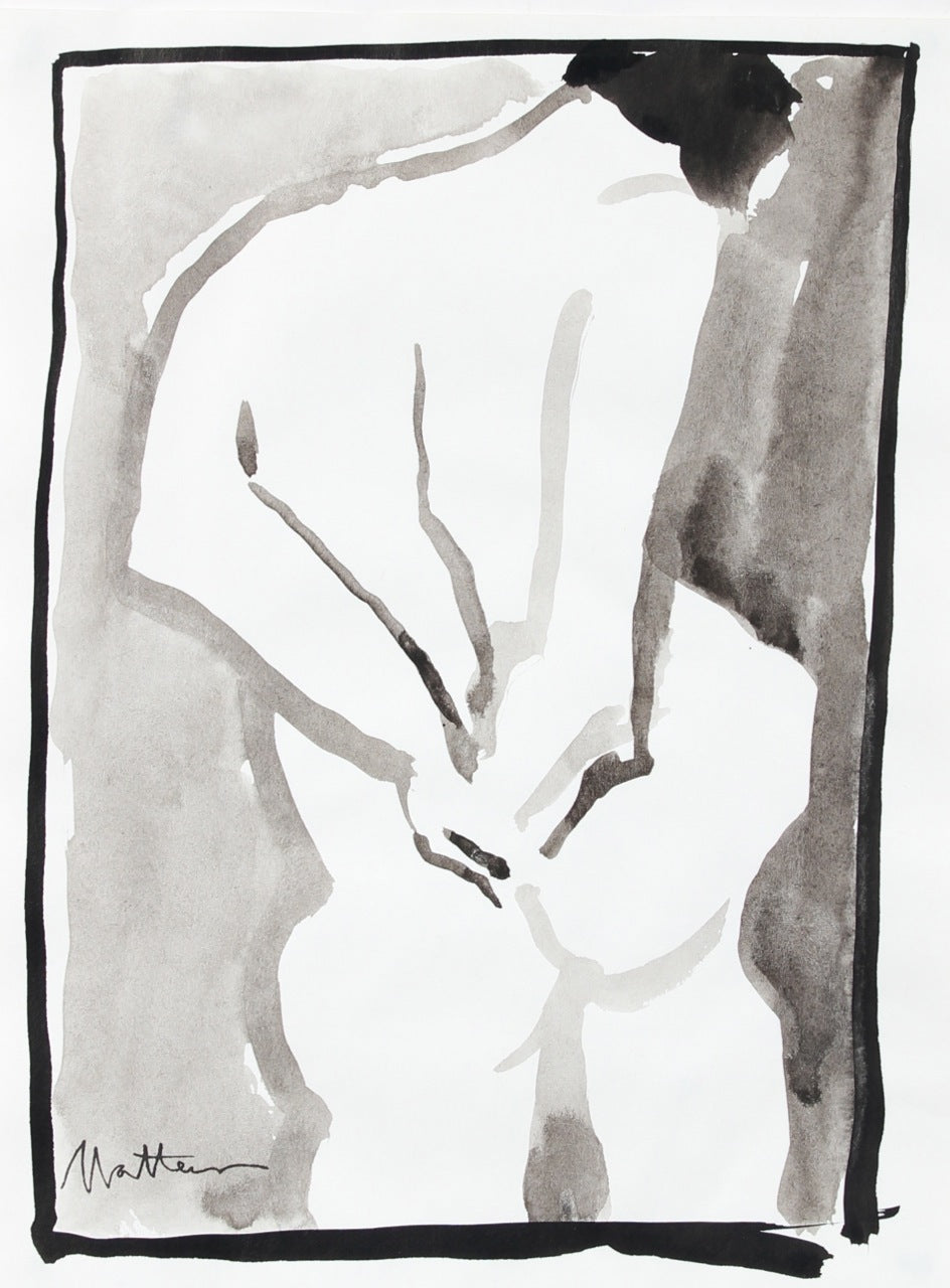 Nude Figure Study <br>1995 Ink Wash <br><br>#93742