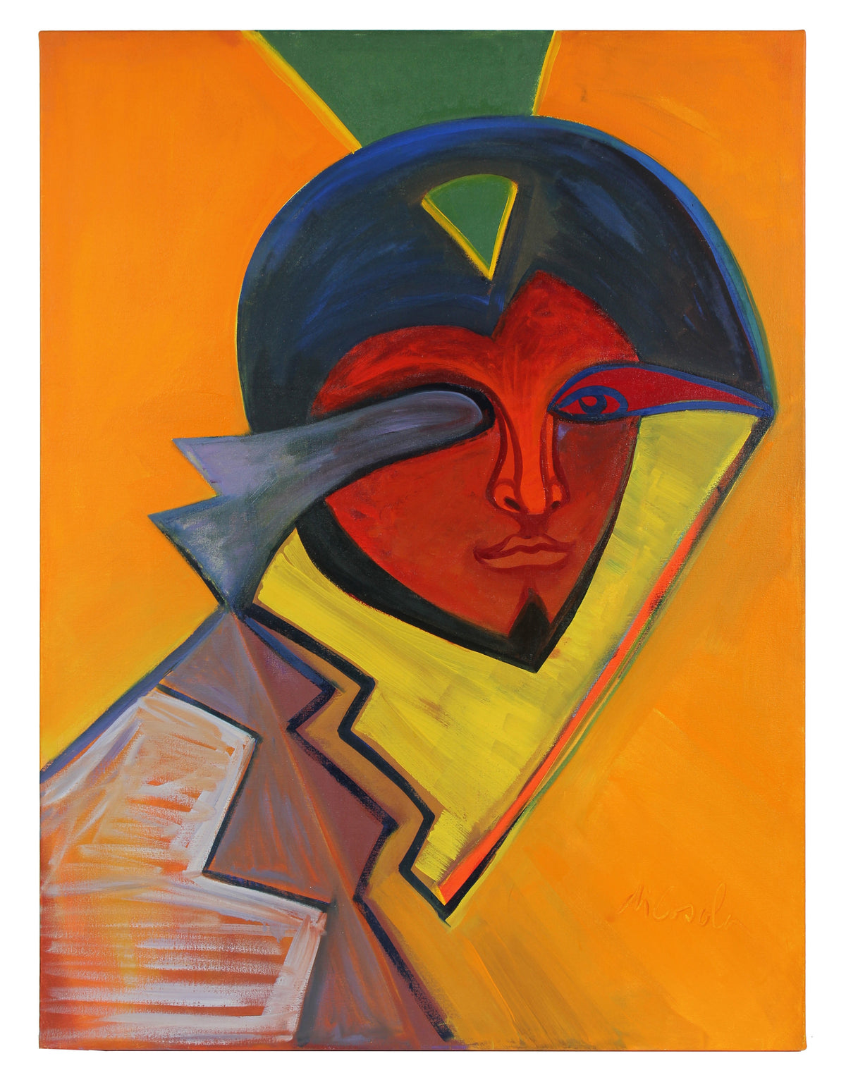 Large Abstracted Portrait&lt;br&gt;Late 20th Century Oil&lt;br&gt;&lt;br&gt;#93880