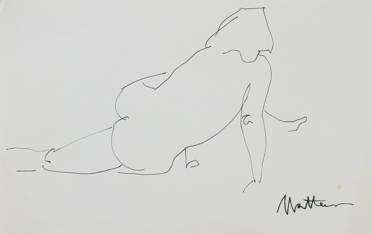 Abstracted Nude Line Drawing <br>20th Century Ink <br><br>#94042