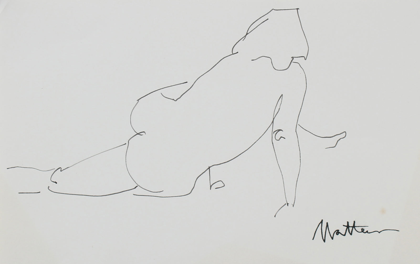 Abstracted Nude Line Drawing <br>20th Century Ink <br><br>#94042