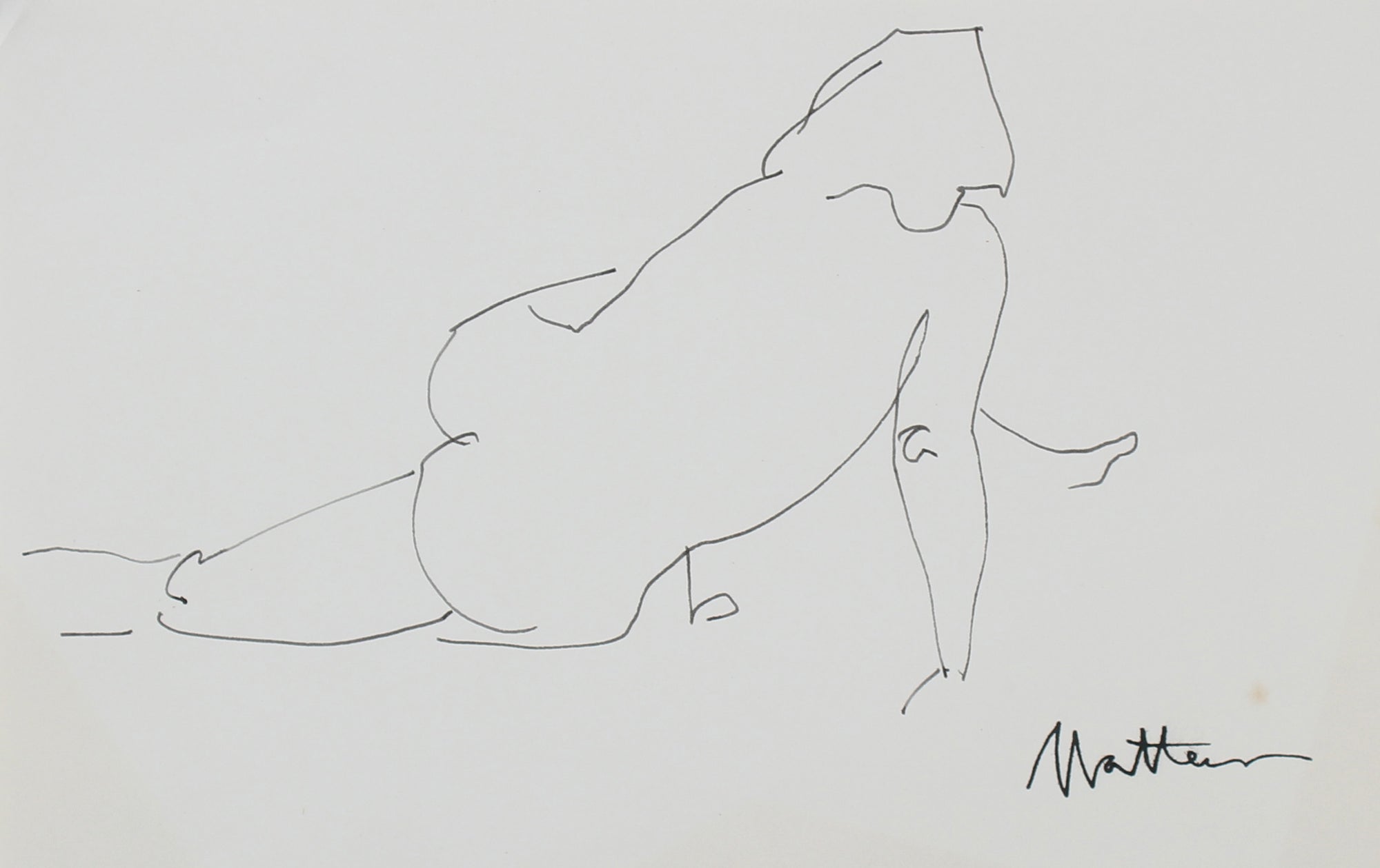 Abstracted Nude Line Drawing <br>20th Century Ink <br><br>#94042