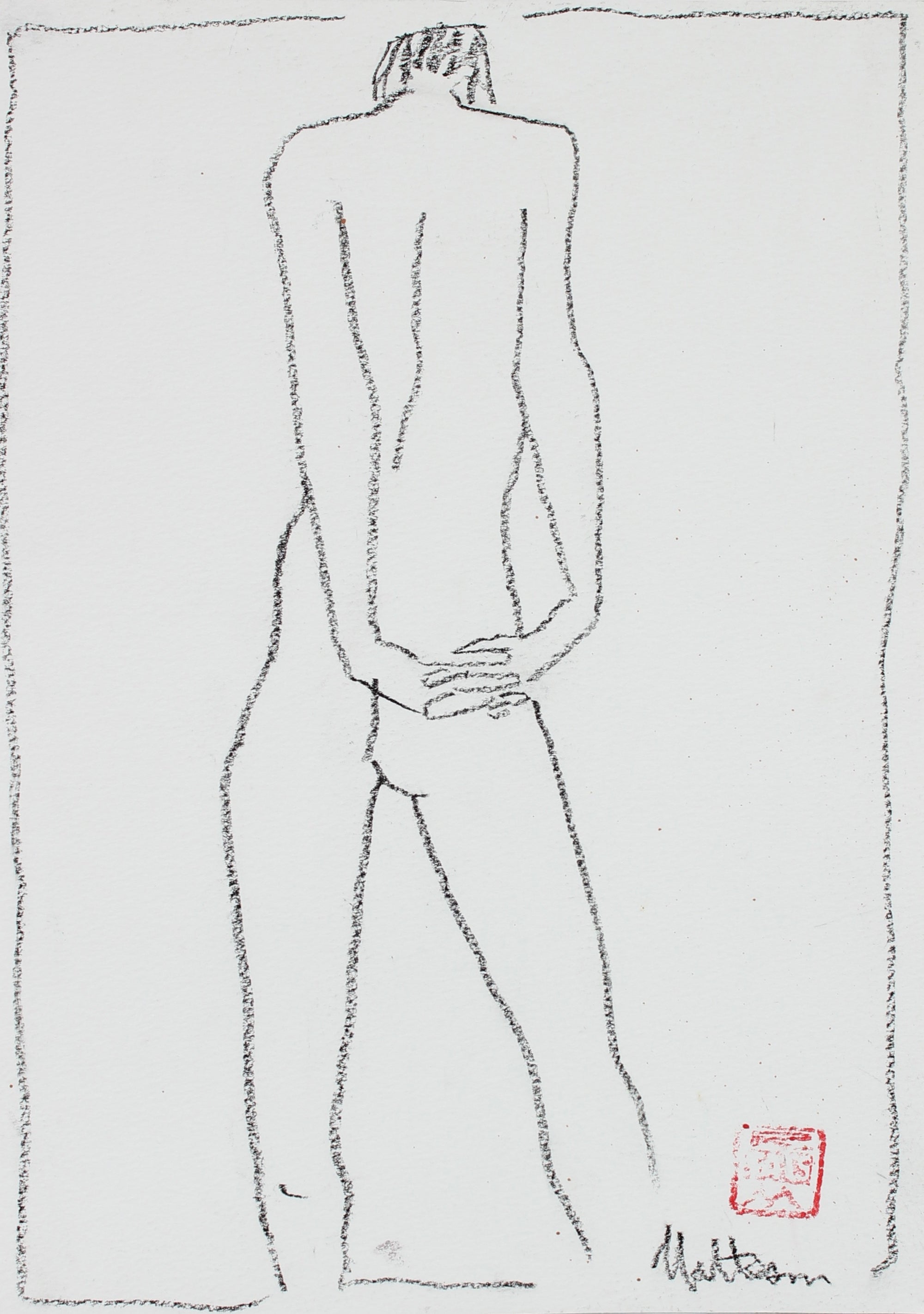 Minimalist Nude From Behind <br>1999 Charcoal <br><br>#94061