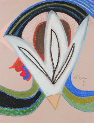 Surrealist Abstract Color Field with Flower <br>1985 Pastel & Graphite <br><br>#94079