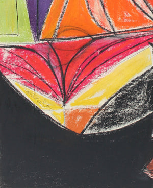 Bright Colorful Modernist Abstract <br> Late 20th Century Graphite & Oil Pastel <br><br>#94150