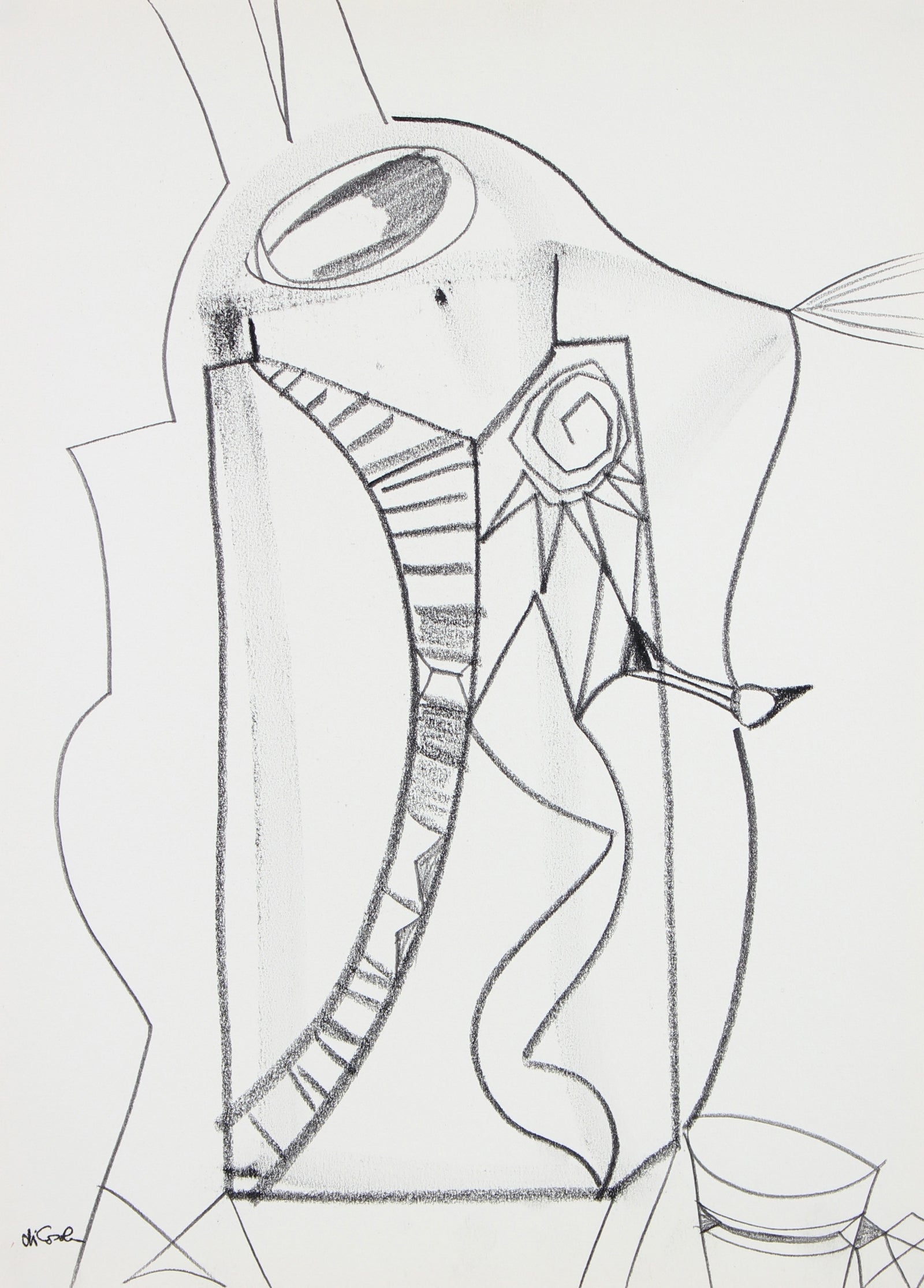 Surreal Deconstructed Abstract <br>Late 20th Century Graphite <br><br>#94158