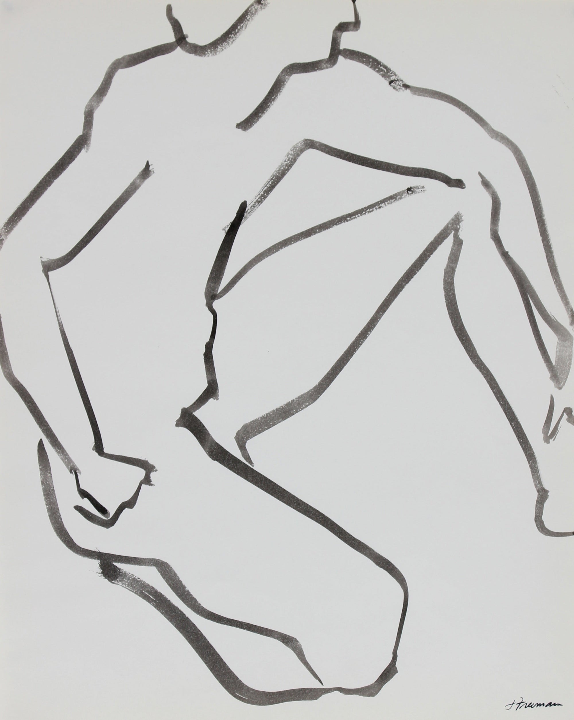 Modernist Figure Drawing <br>1976 Ink Wash <br><br>#94988