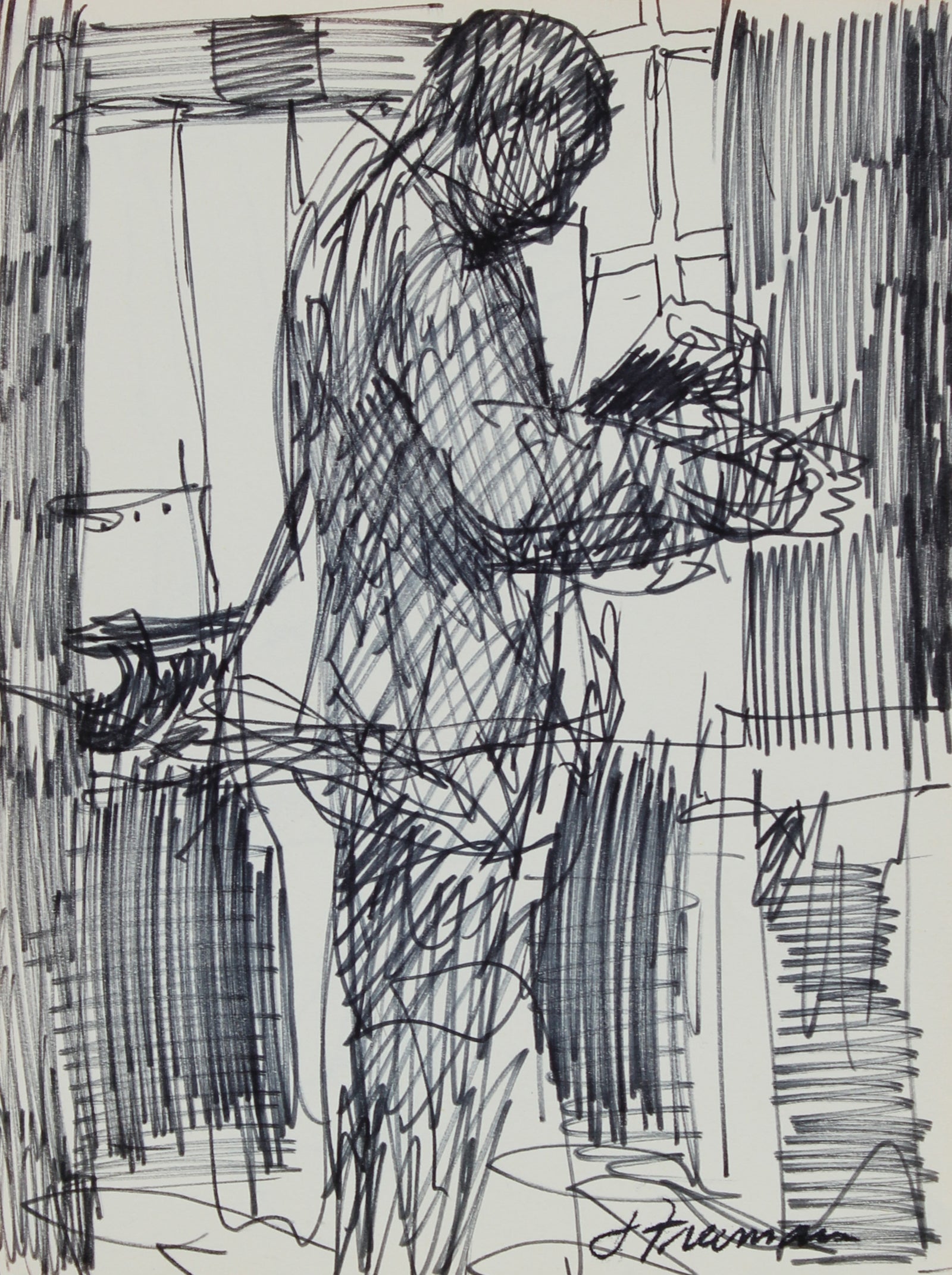 Profile of Man in a Suit Reading a Newspaper<br><br>#94995