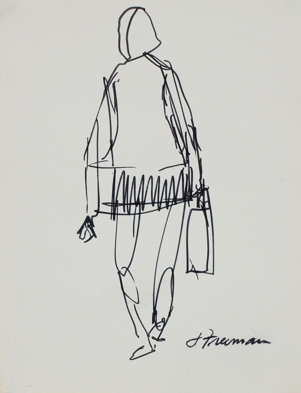 Walking Woman &lt;br&gt;1960-70s Ink &lt;br&gt;&lt;br&gt;#95001