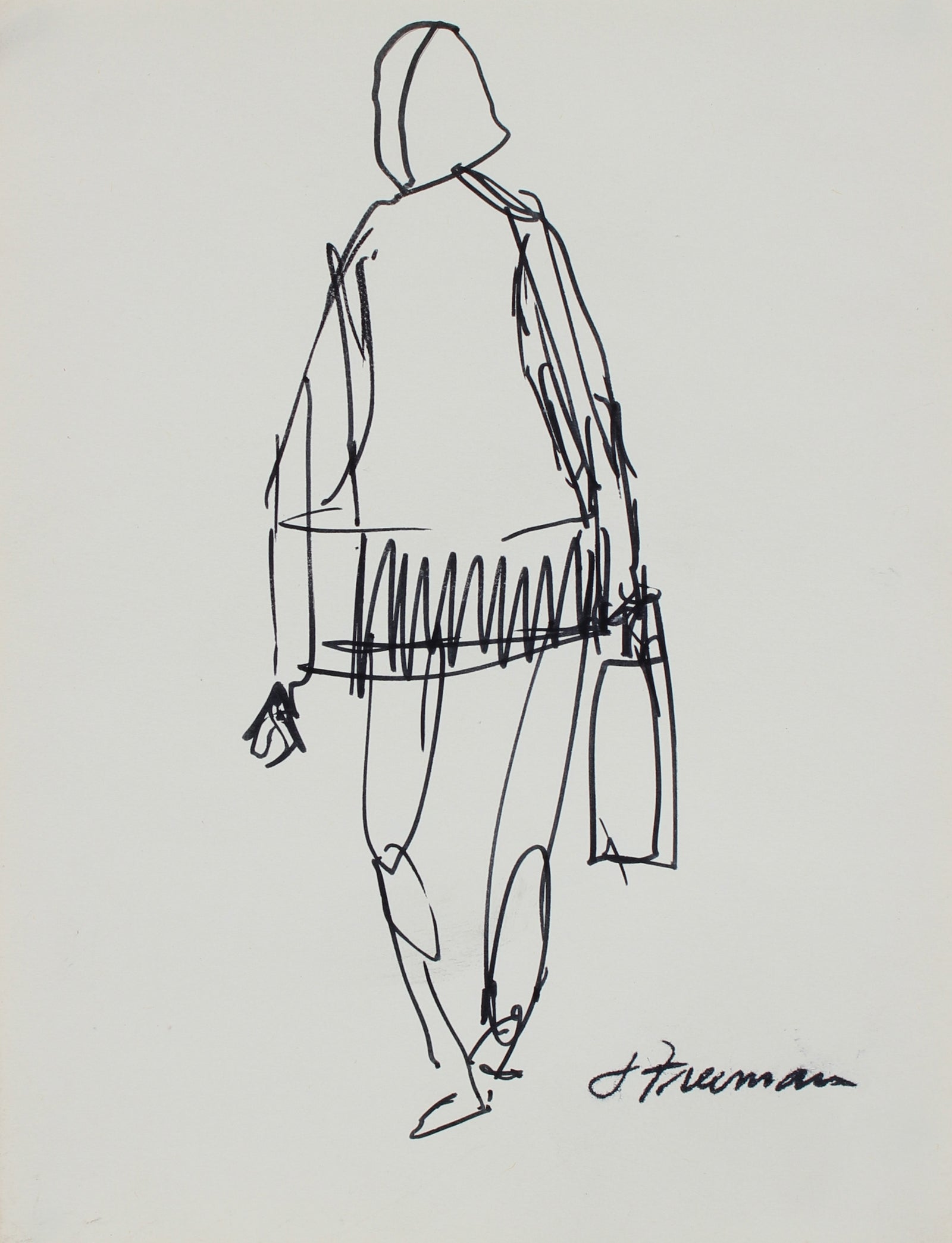 Walking Woman <br>1960-70s Ink <br><br>#95001