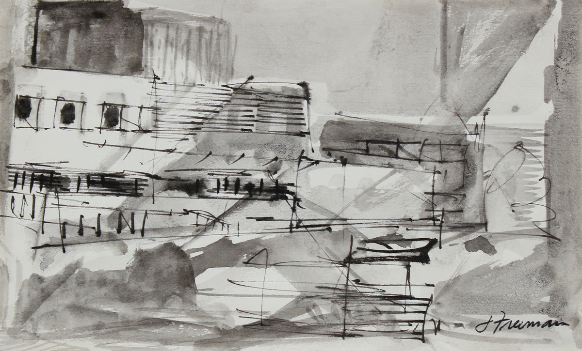 Monochromatic San Francisco Cityscape &lt;br&gt;1976 Ink Wash &lt;br&gt;&lt;br&gt;#95009