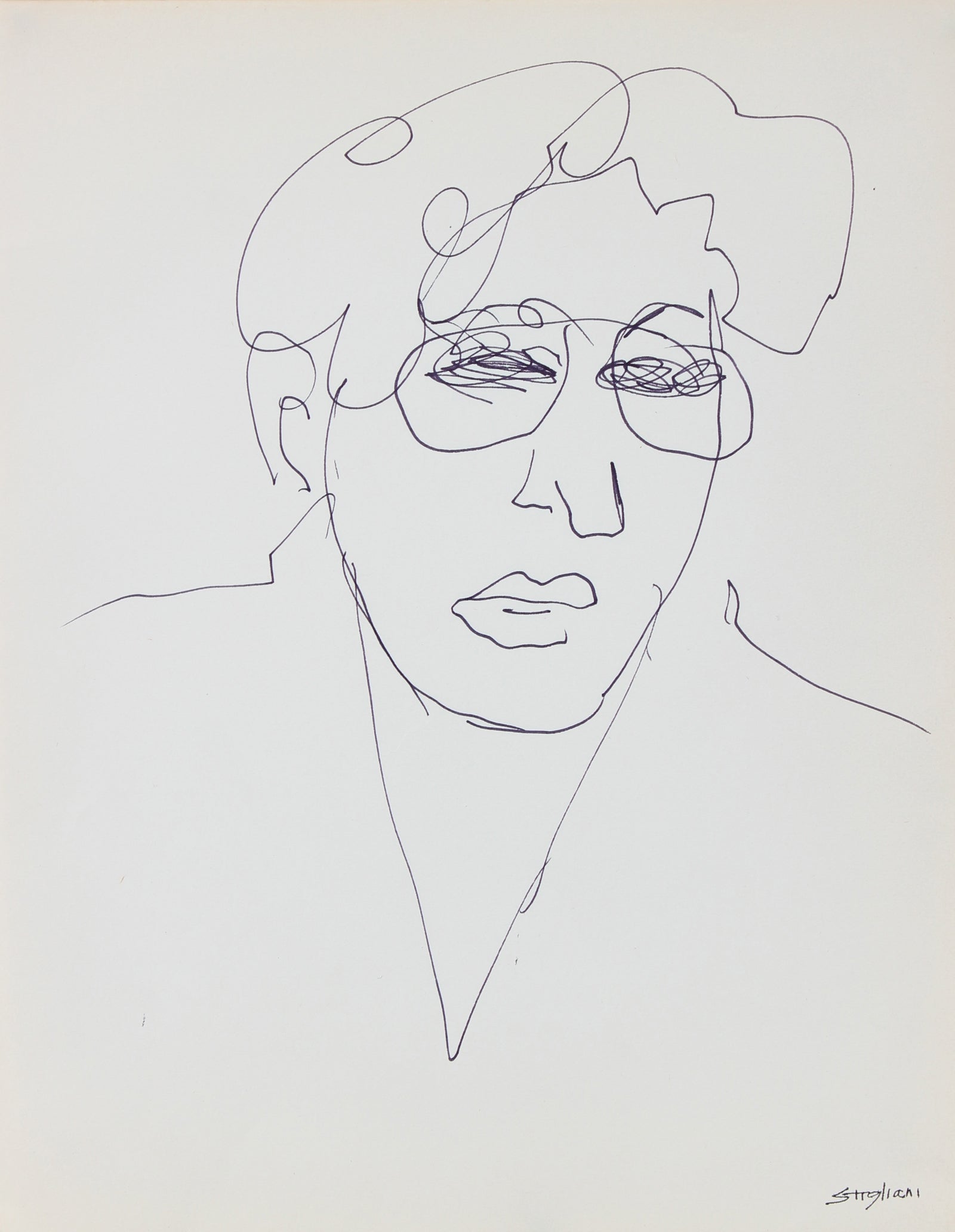 Modernist Figure Drawing <br>Mid-Late 20th Century Ink <br><br>#95027