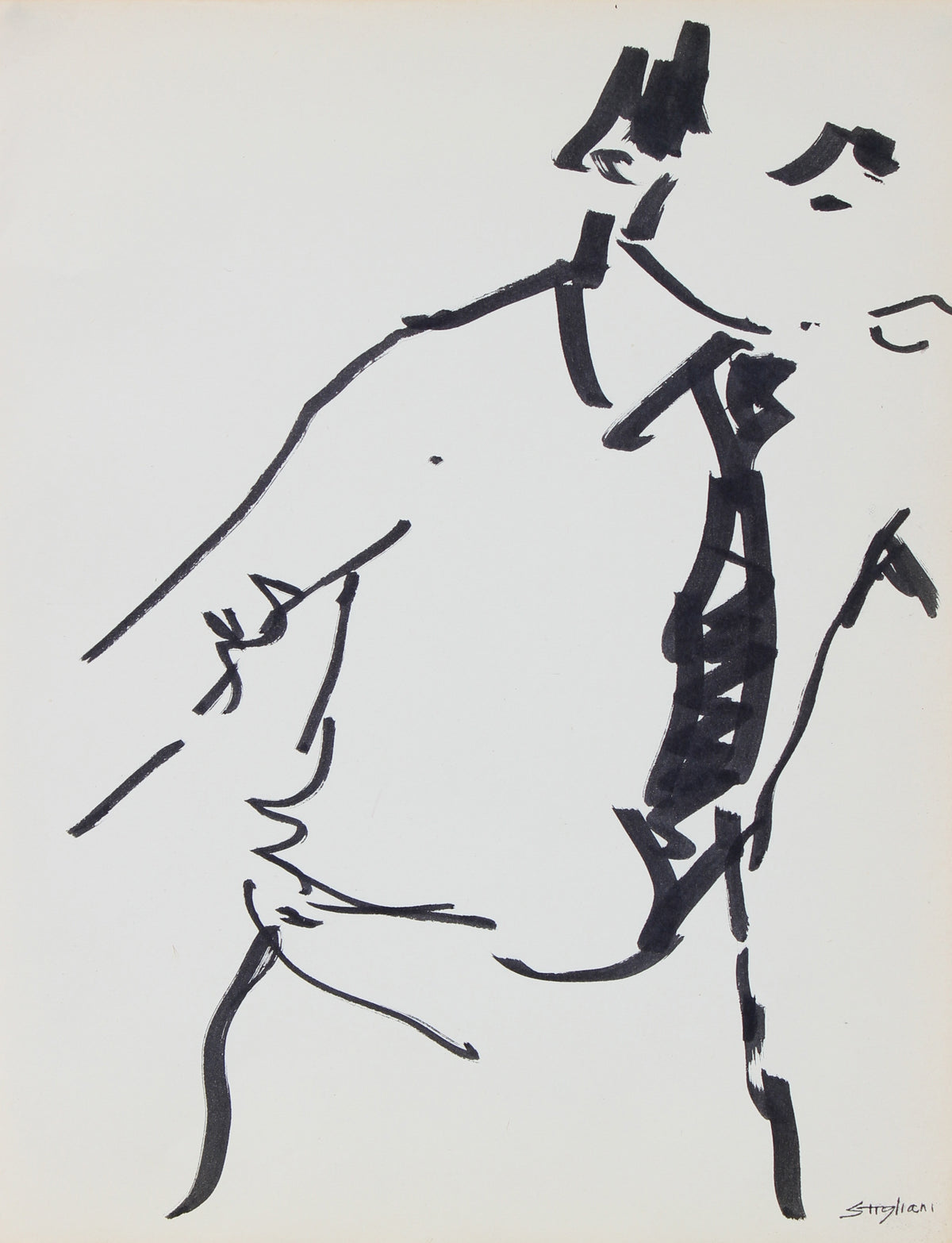 Modernist Figure Drawing&lt;br&gt;Mid-Late 20th Century Ink&lt;br&gt;&lt;br&gt;#95028