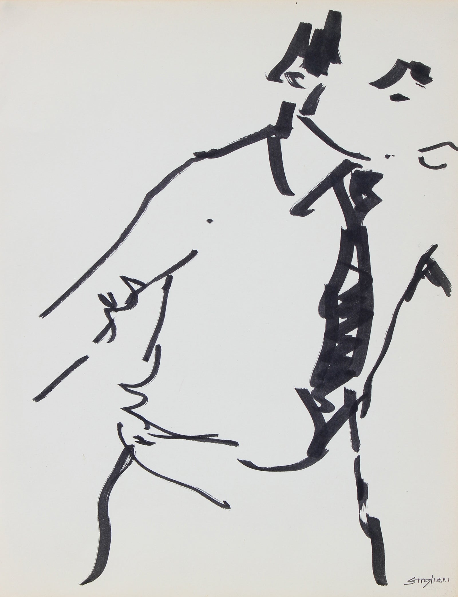 Modernist Figure Drawing<br>Mid-Late 20th Century Ink<br><br>#95028