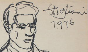 Modernist Portrait of a Man <br>1945 Ink <br><br>95041