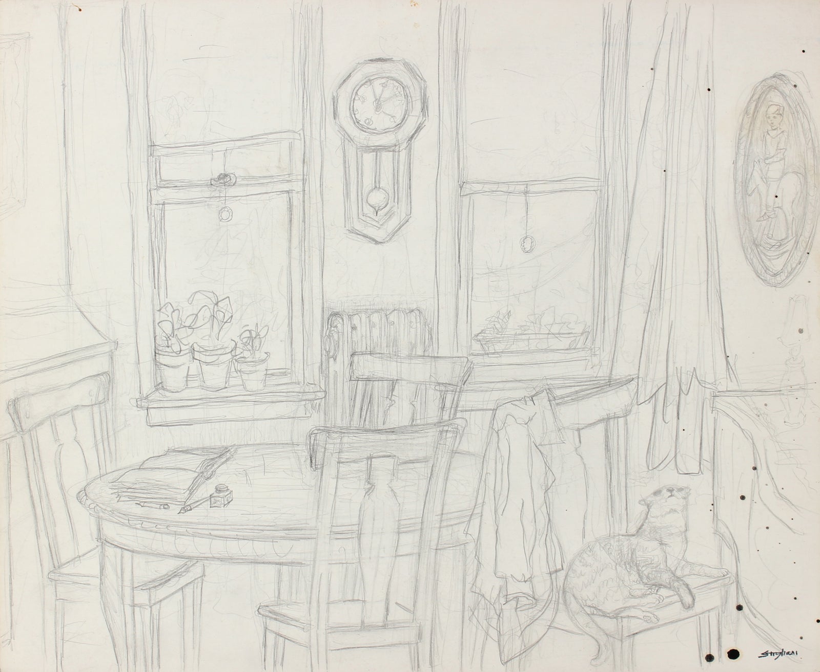 <I>Where he Grew up as a Boy</I><br>1980 Graphite<br><br>#95046