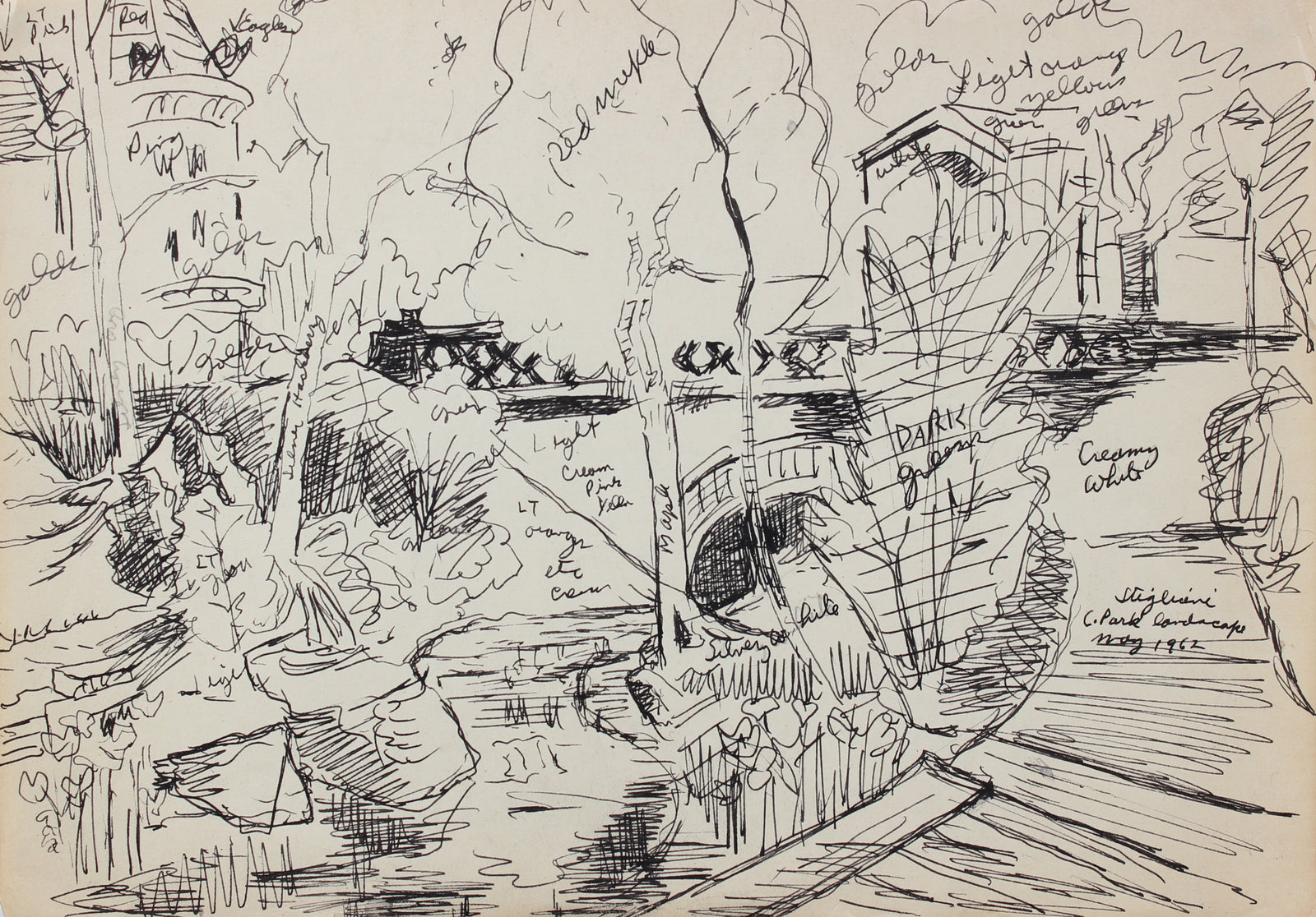 <i>Central Park Landscape</i> <br>May 1962 Ink<br><br>#95051