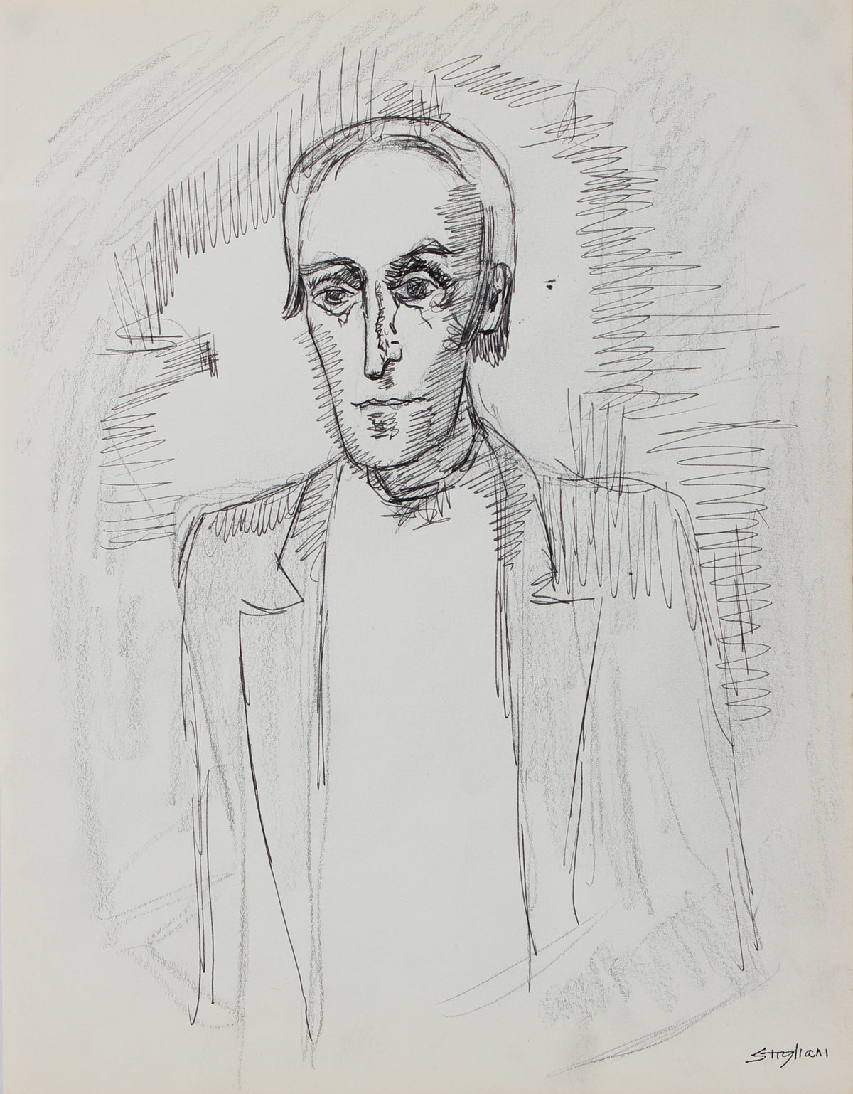 Portrait Drawing of Man &lt;br&gt;December 28 1971 Graphite and Ink &lt;br&gt;&lt;br&gt;#95075