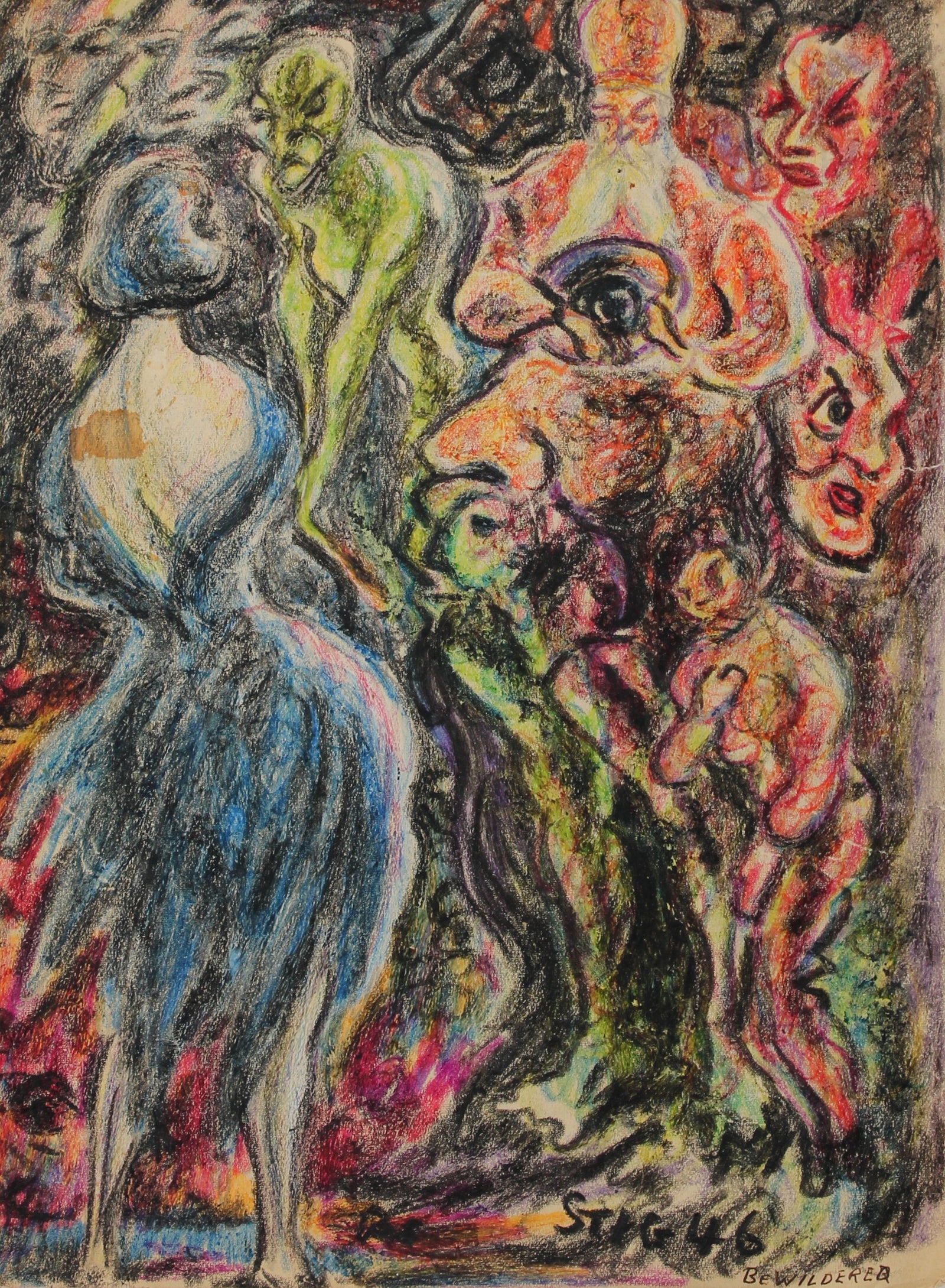 <I>Bewilderer</I> <br>1946 Wax Crayon on Paper<br><br>#95076