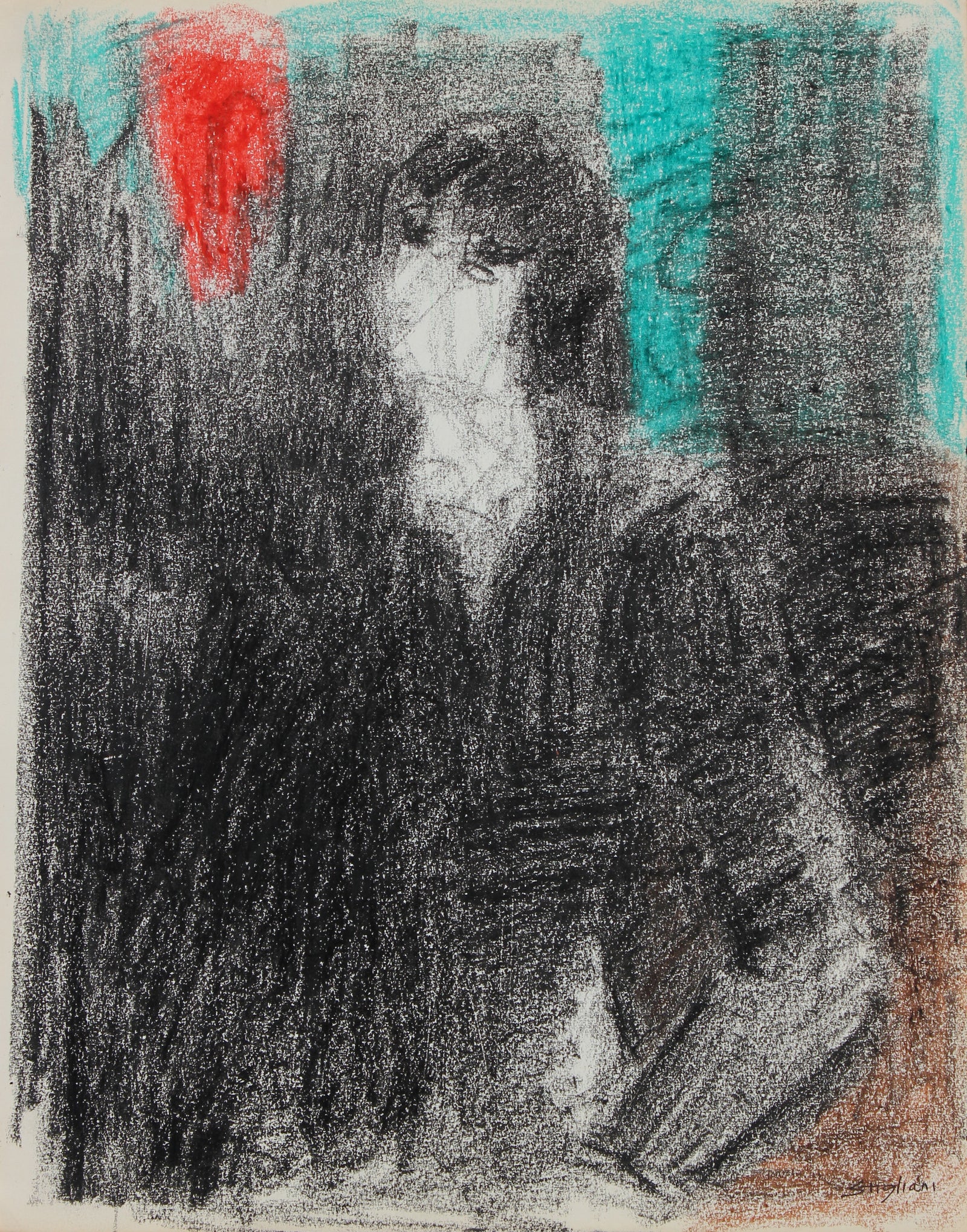 Abstract Figure in the City <br>20th Century Drawing<br><br>#95083