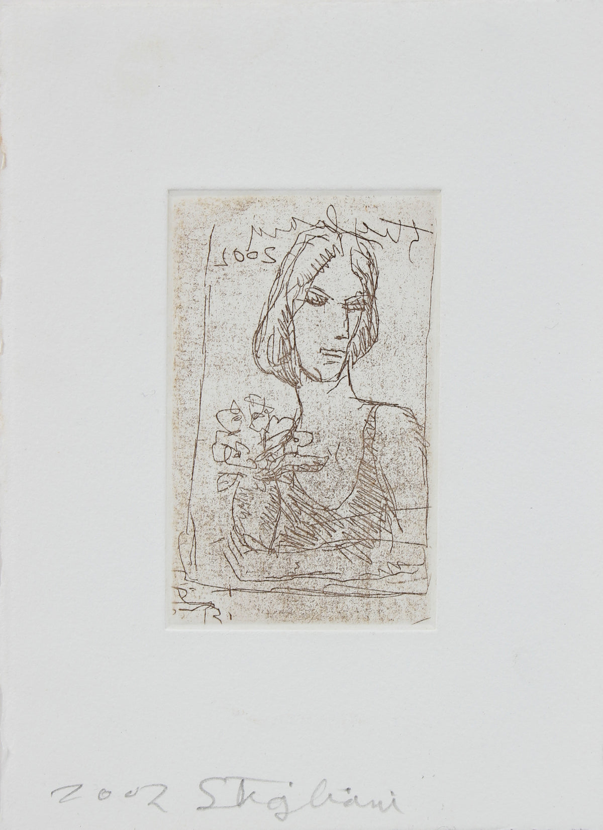 Woman with Flowers&lt;br&gt;2002 Etching&lt;br&gt;&lt;br&gt;#95113