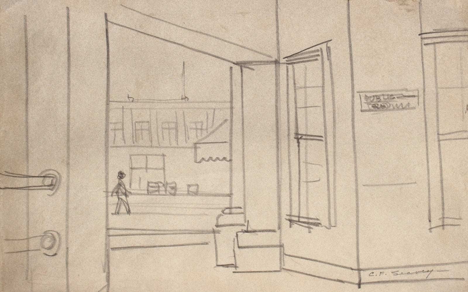 San Francisco Shop Scene <br>1938-40 Graphite <br><br>#9533