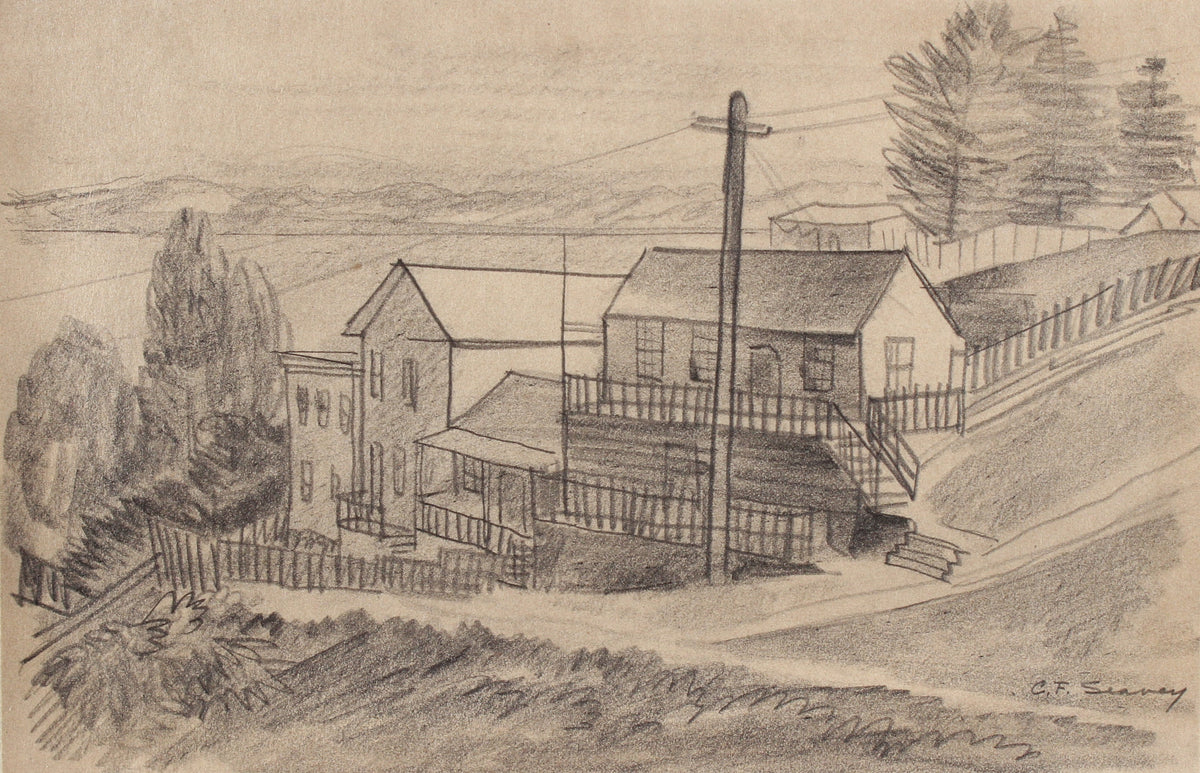 Idyllic Landscape Sketch with Rolling Hills &lt;br&gt;1938-40 Graphite &lt;br&gt;&lt;br&gt;#9538