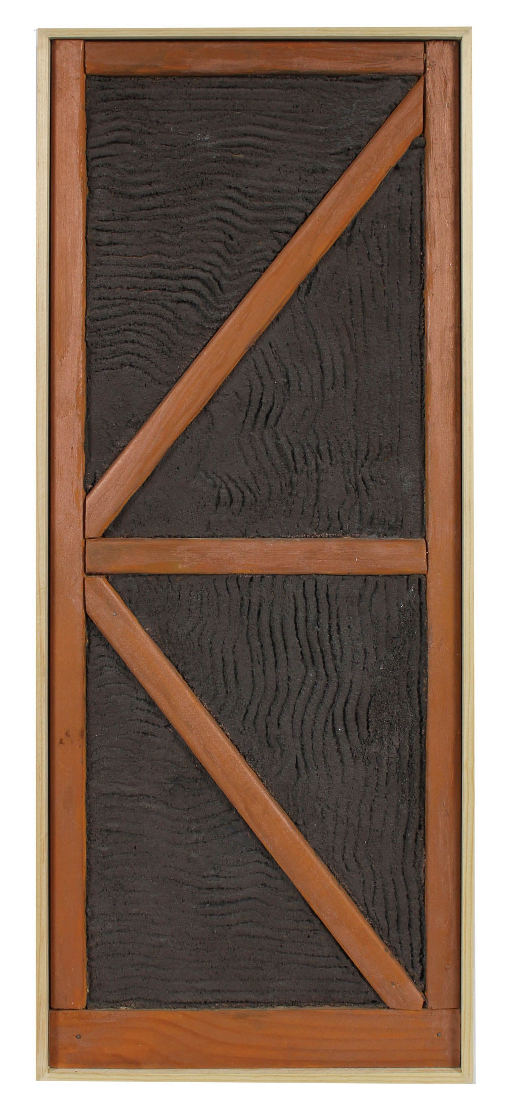 Mixed Media Abstract Sculpture<br>Sand, Cement & Paint on Wood<br><br>#95526