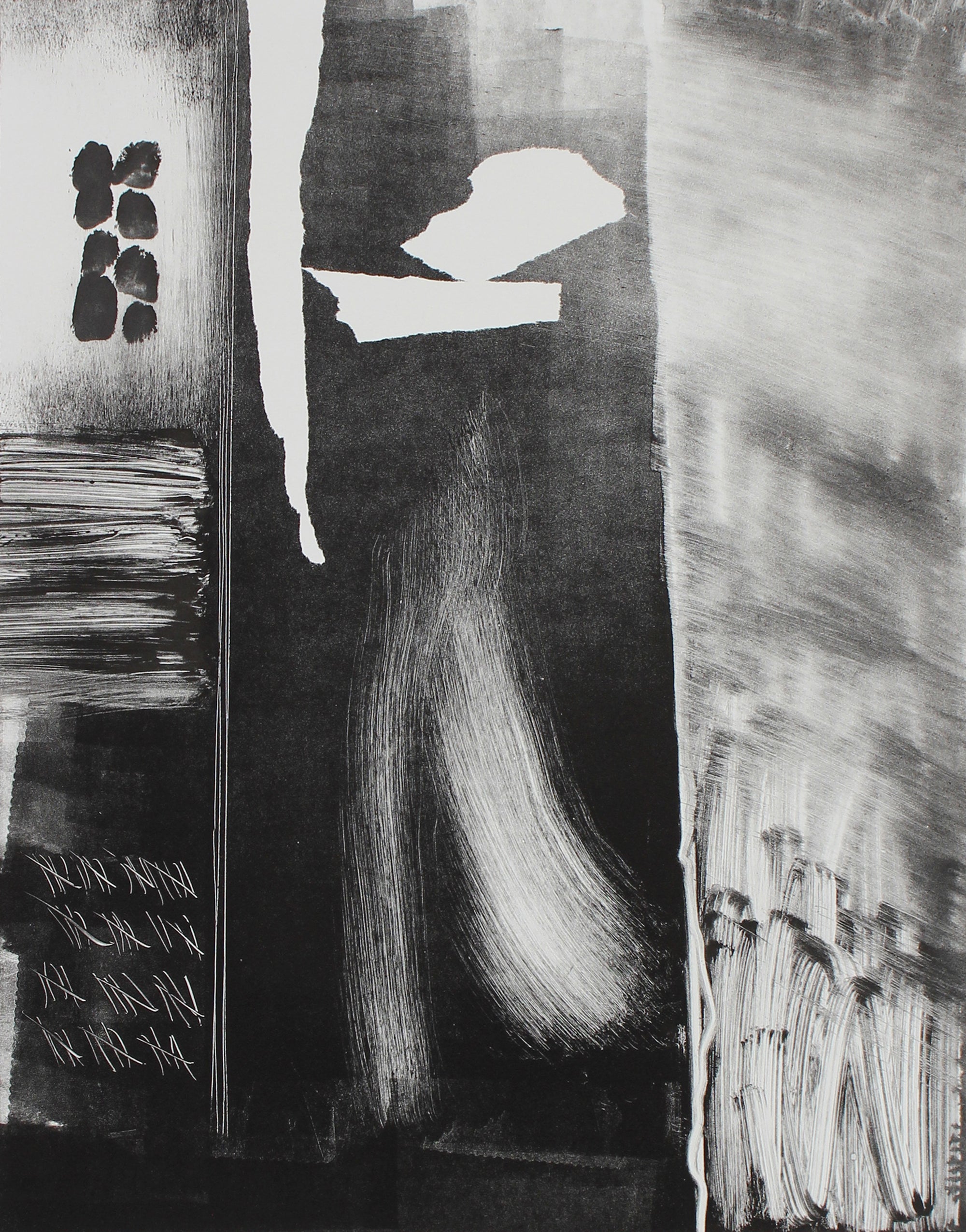 Monochrome Monotype Print With Varying Brushstrokes <br><br>#95587