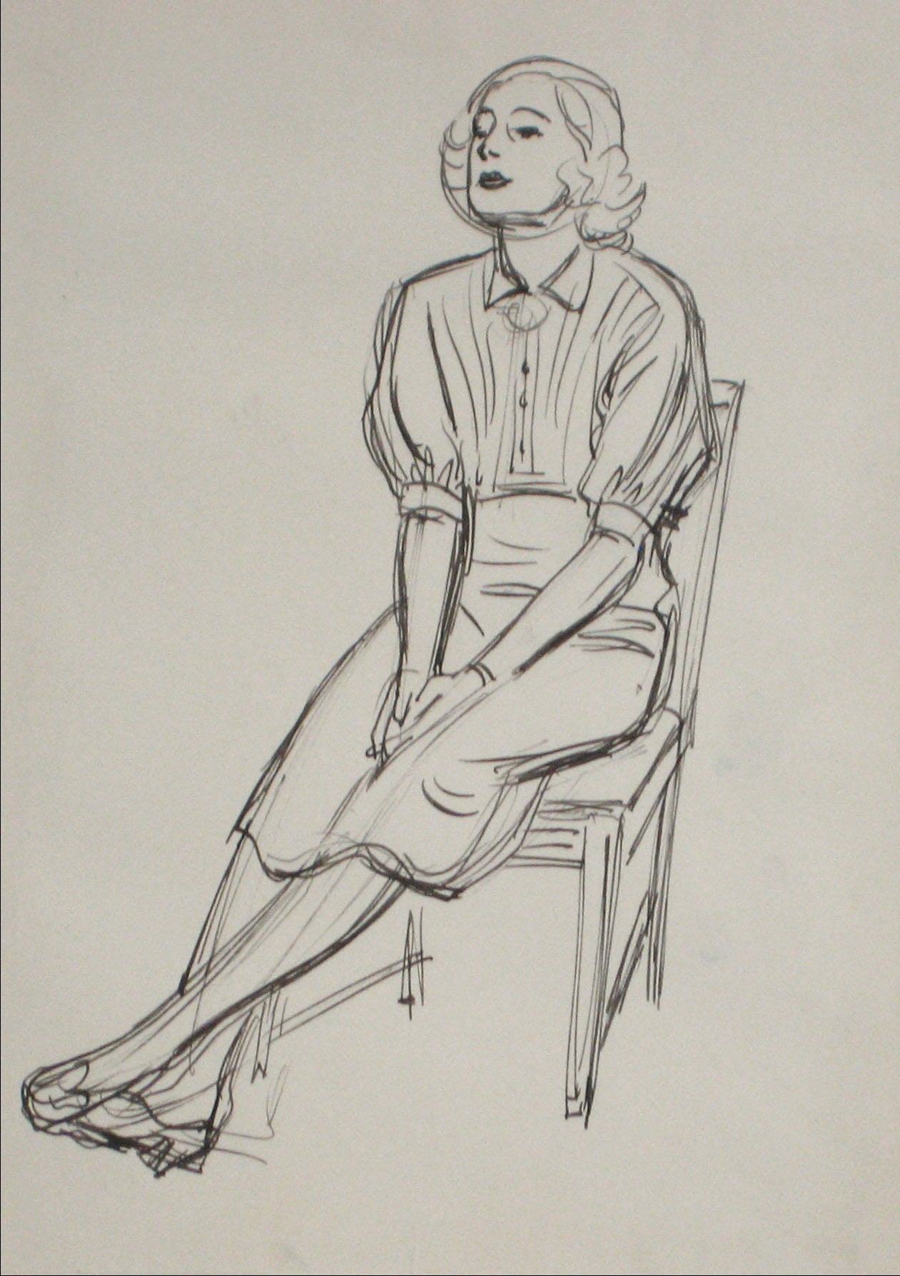 Study of a Seated Girl<br>1928-36 Ink<br><br>#9562