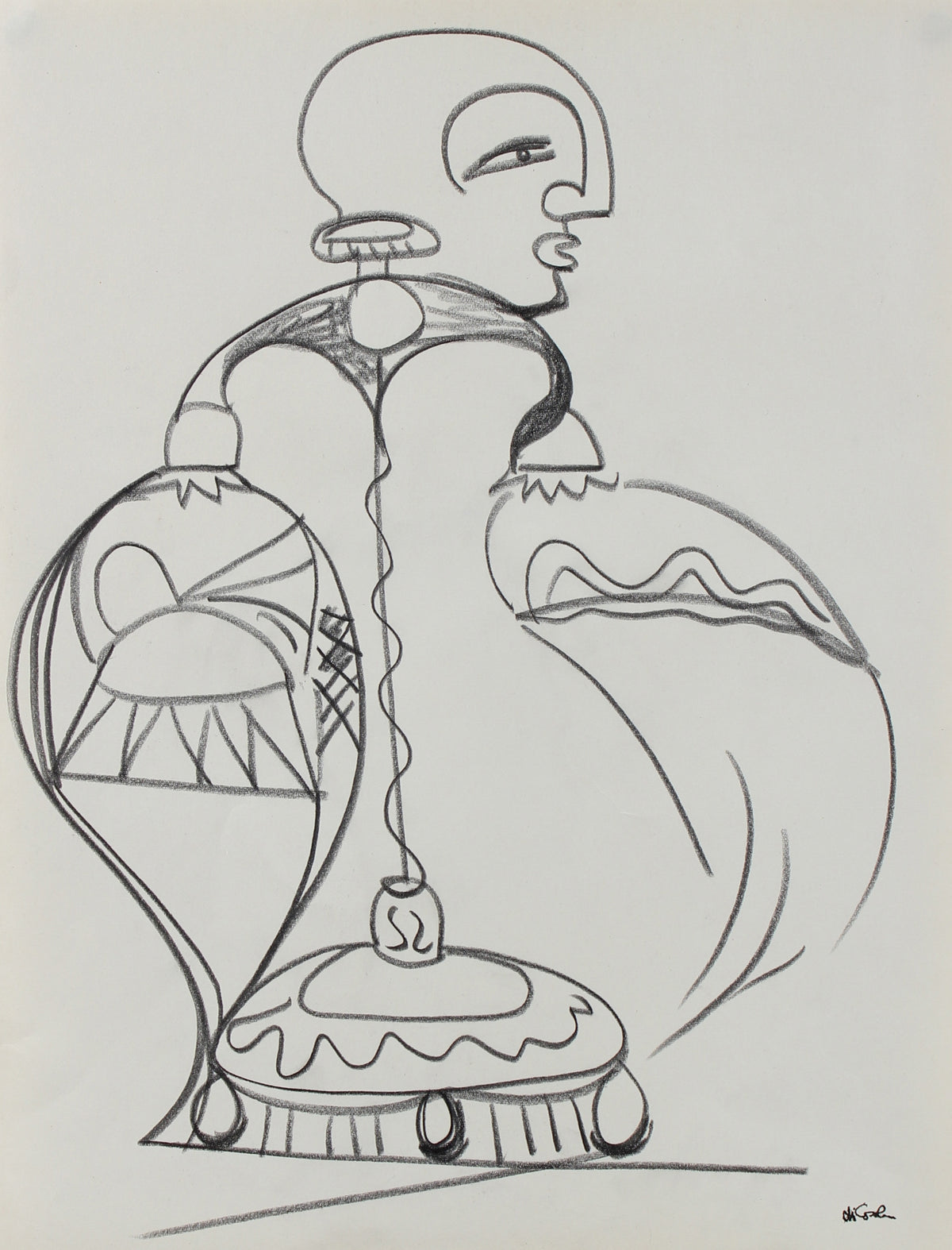 Surrealist Lamp-Like Figure &lt;br&gt;20th Century Graphite &lt;br&gt;&lt;br&gt;#95761