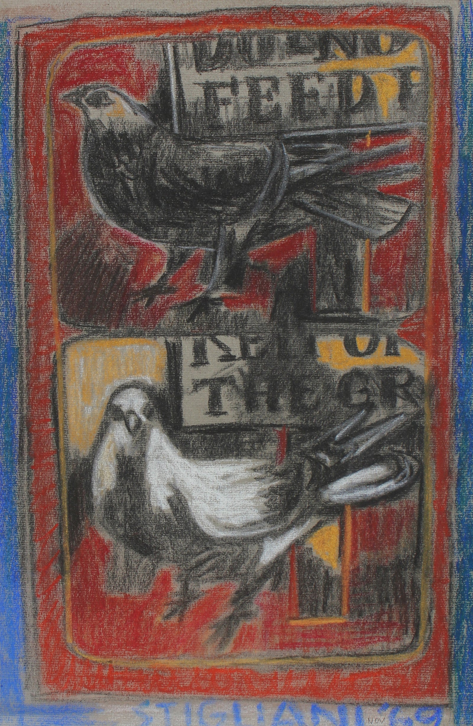New York Pigeon Study<br>1969 Pastel<br><br>#95858