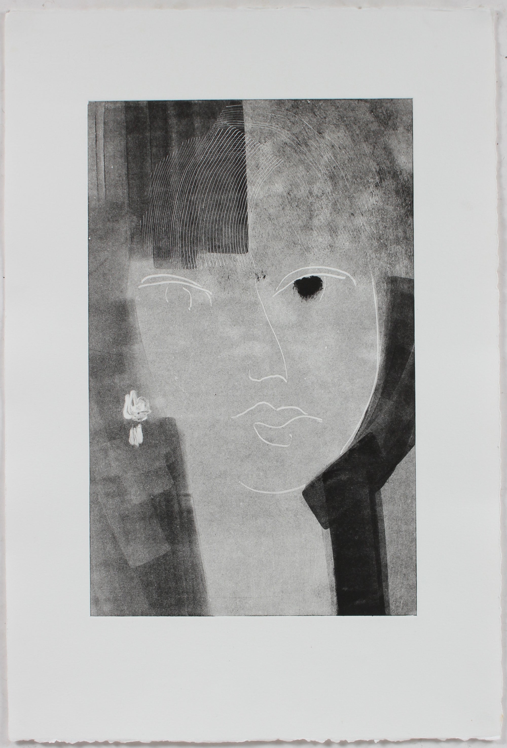 Monochromatic Abstracted Portrait <br>Late 20th Century Etching <br><br>#96439