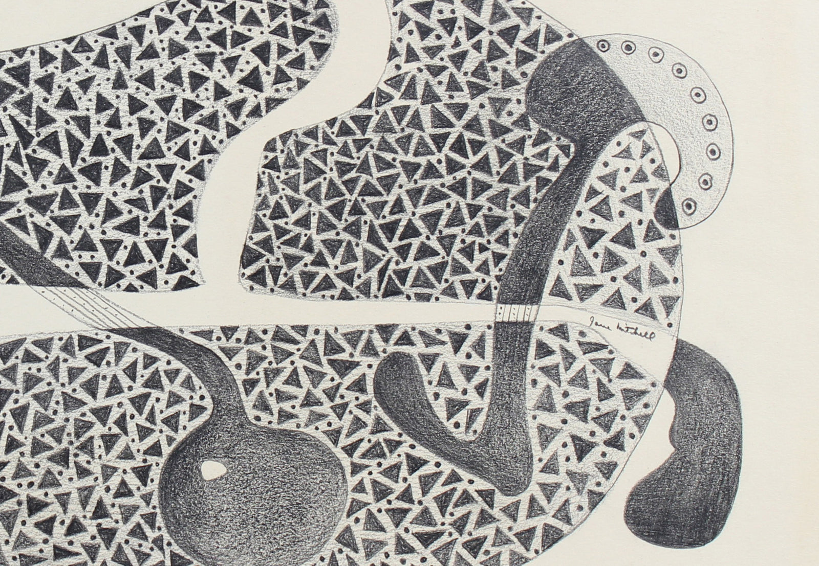 Intricate Amorphic Abstract <br>1970s Graphite <br><br>#96535