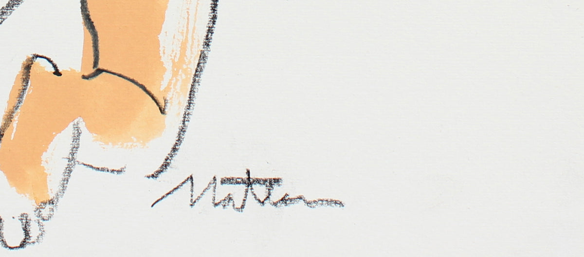 Carefree Kneeling Nude Study <br>20th Century Ink & Gouache <br><br>#96544