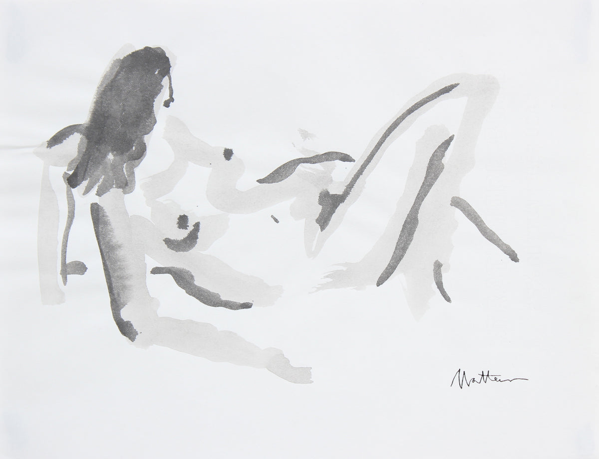 Reclining Female Nude &lt;br&gt;20th Century Ink Wash &lt;br&gt;&lt;br&gt;#96553