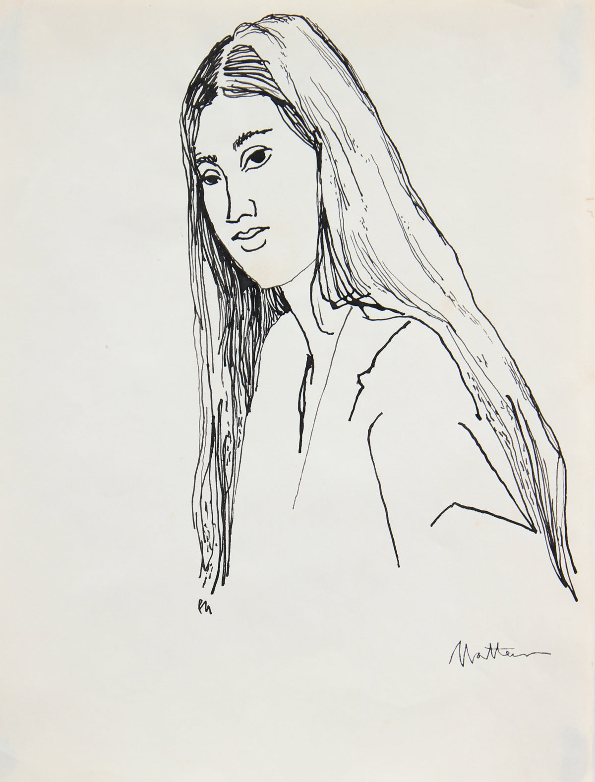 Female Portrait Study &lt;br&gt;20th Century Ink &lt;br&gt;&lt;br&gt;#96554