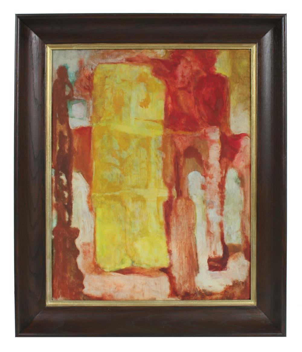 Fiery Abstracted Buildings&lt;br&gt;Late 1950s Oil&lt;br&gt;&lt;br&gt;#96614