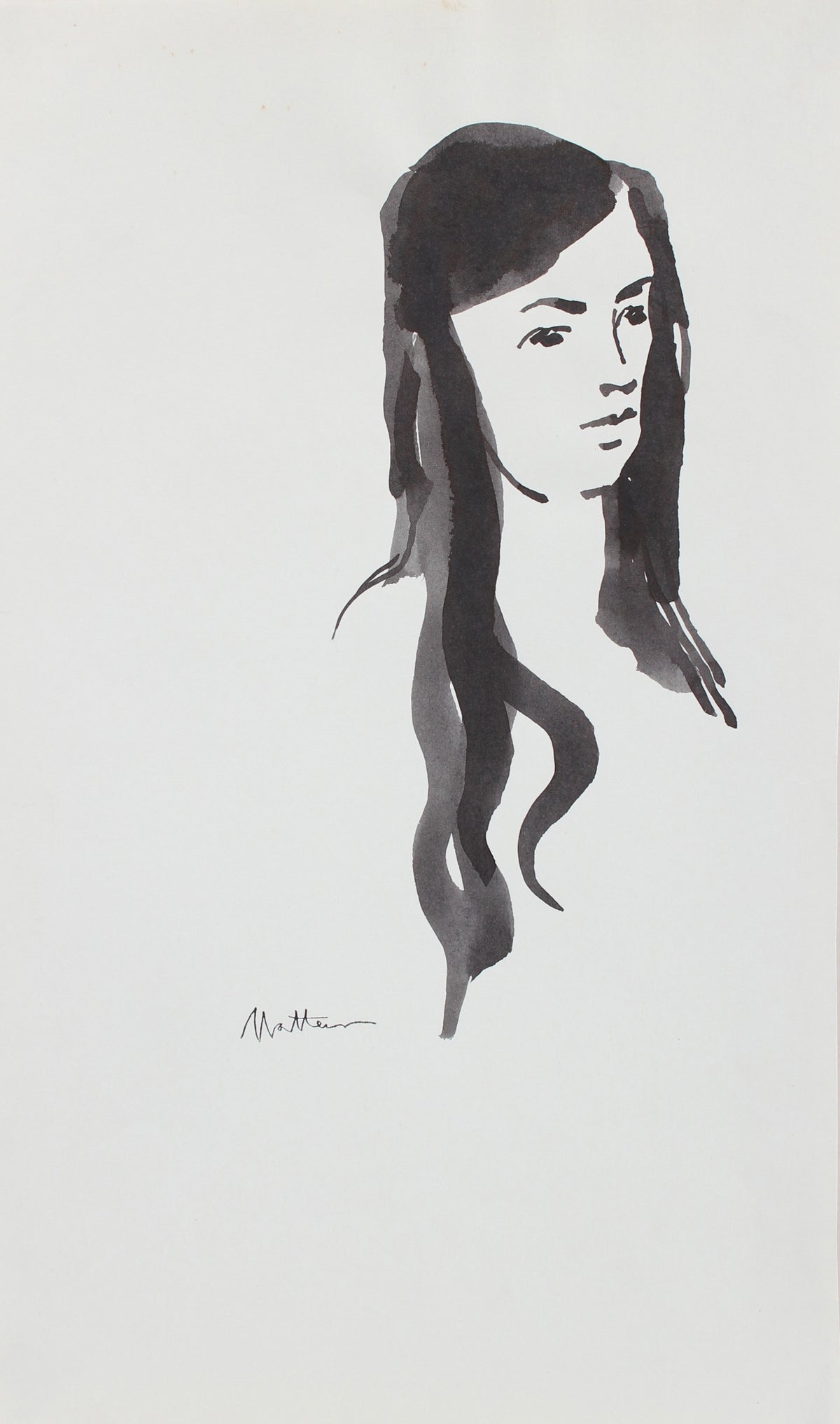Female Portrait Study &lt;br&gt;20th Century Ink Wash &lt;br&gt;&lt;br&gt;#96683