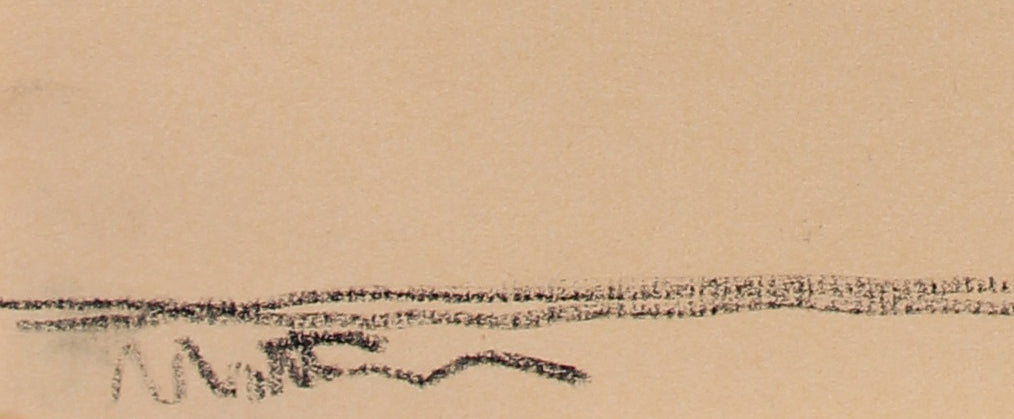 Vase of Flowers on a Chair Still-Life <br>20th Century Charcoal<br><br>#96686