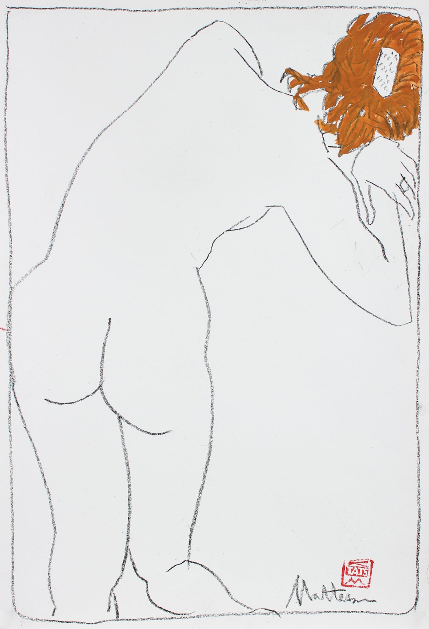 Minimal Resting Nude <br>20th Century Gouache & Graphite  <br><br>#96689