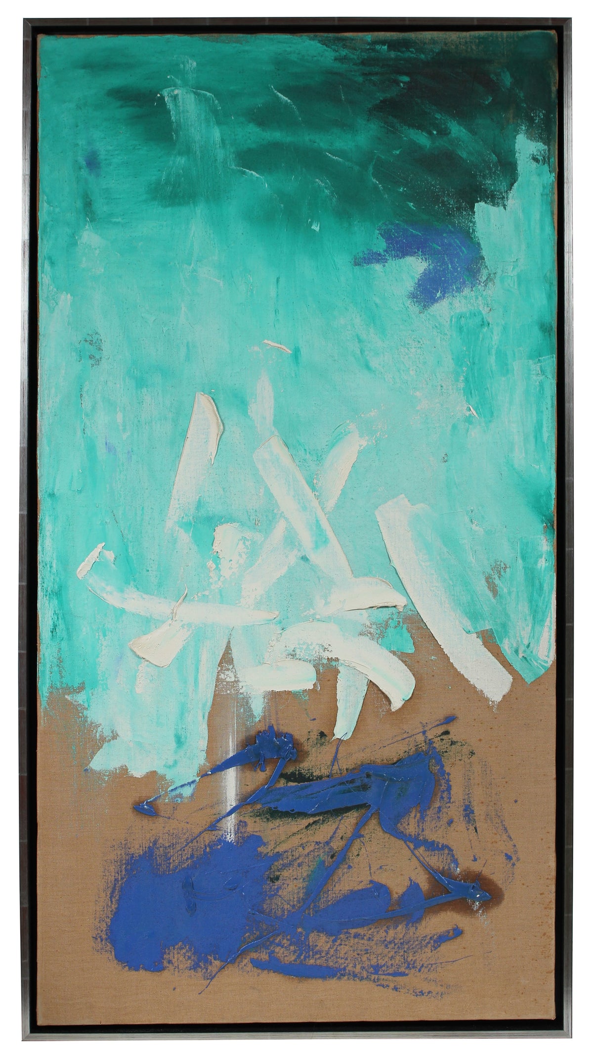 Modernist Abstract in Blue&lt;br&gt;Late 1950s Oil&lt;br&gt;&lt;br&gt;#96691