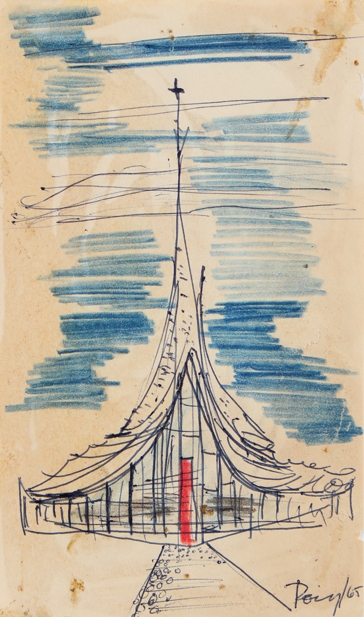 &lt;i&gt;Church VI&lt;/i&gt;&lt;br&gt;1965 Ink &amp; Colored Pencil&lt;br&gt;&lt;br&gt;#96867