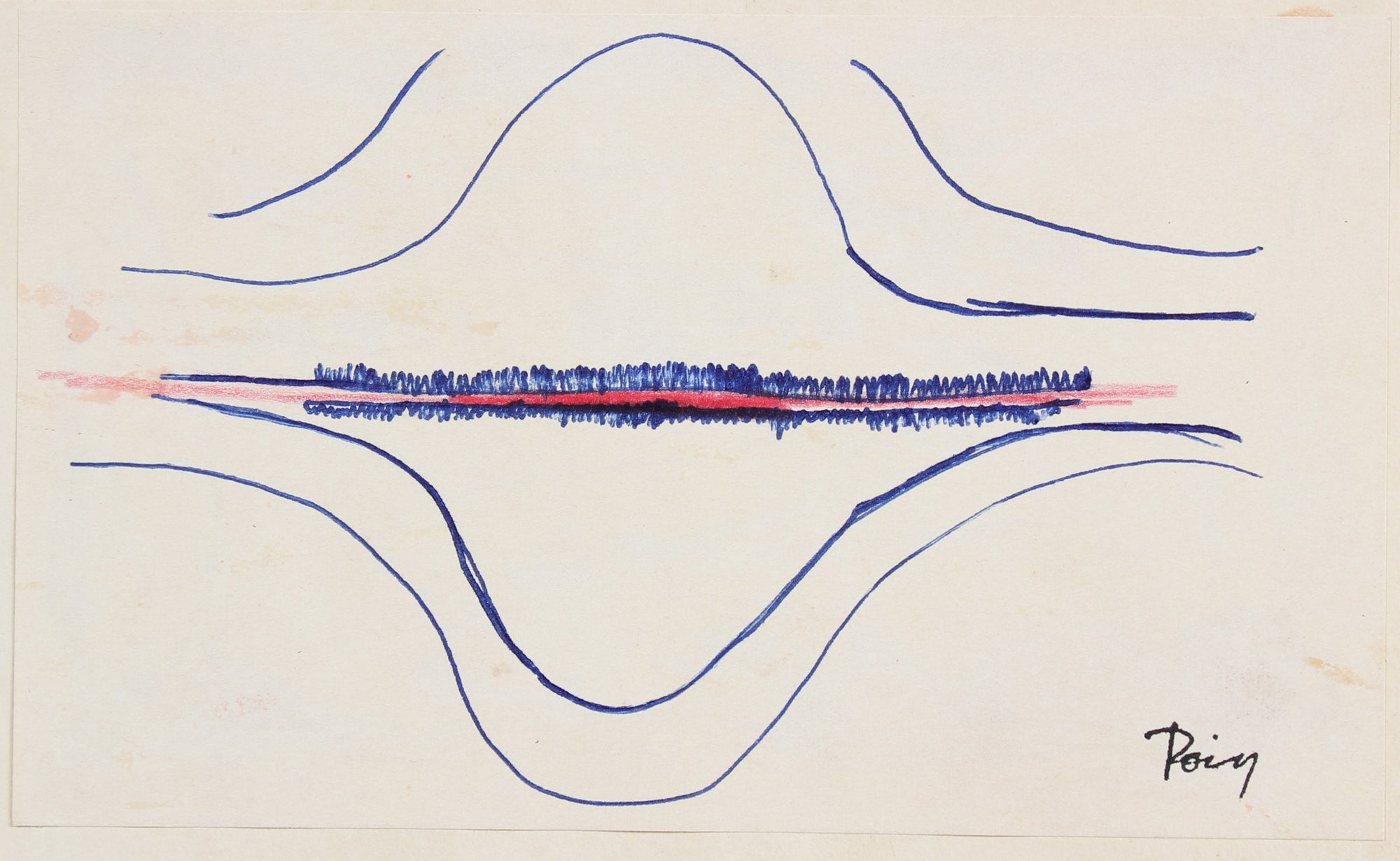 Modernist Wave Abstract<br>Late 1960s Ink<br><br>#96875