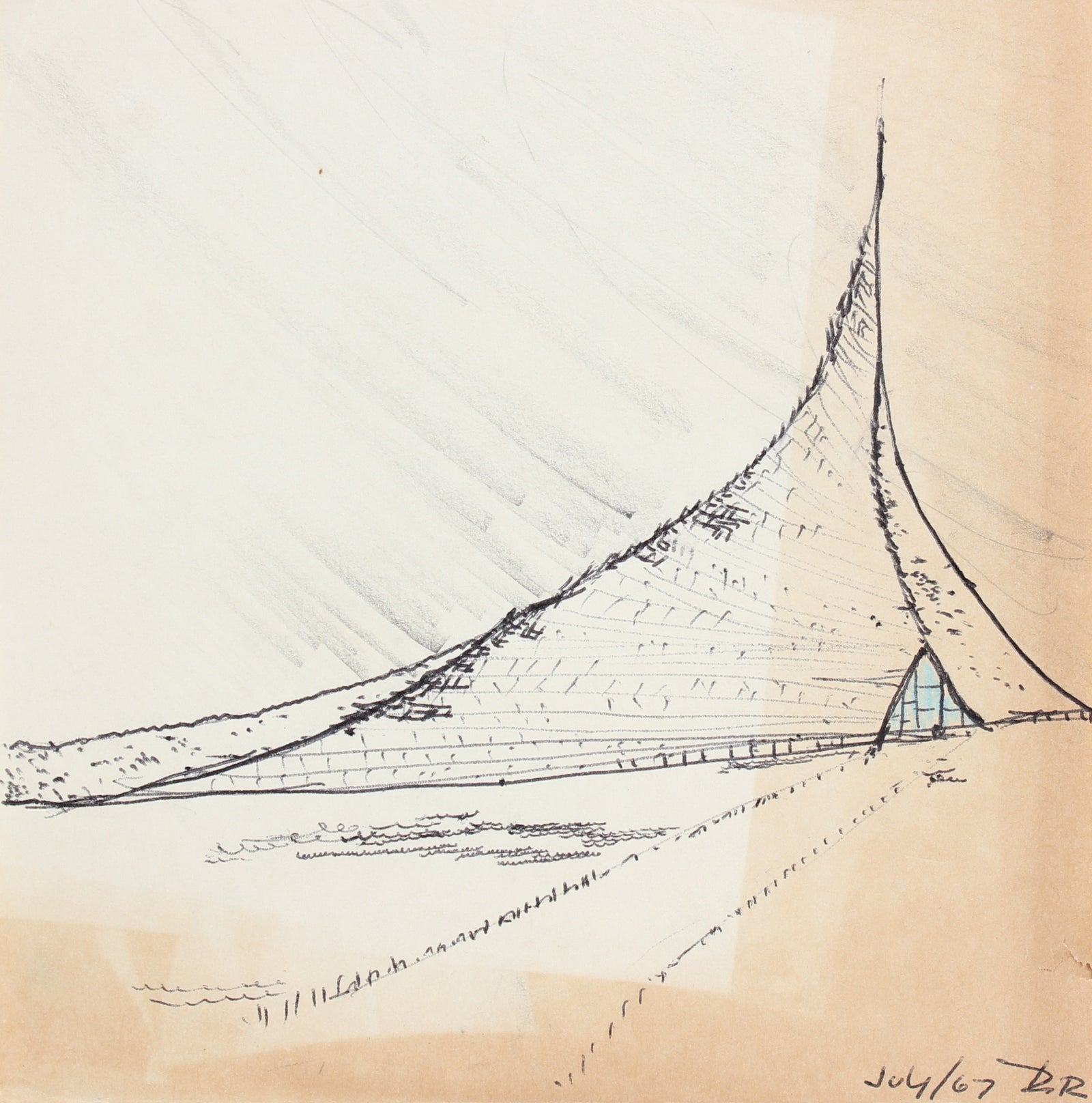 Surreal Landscape & Structure<br>July 1967 Ink & Graphite<br><br>#96877
