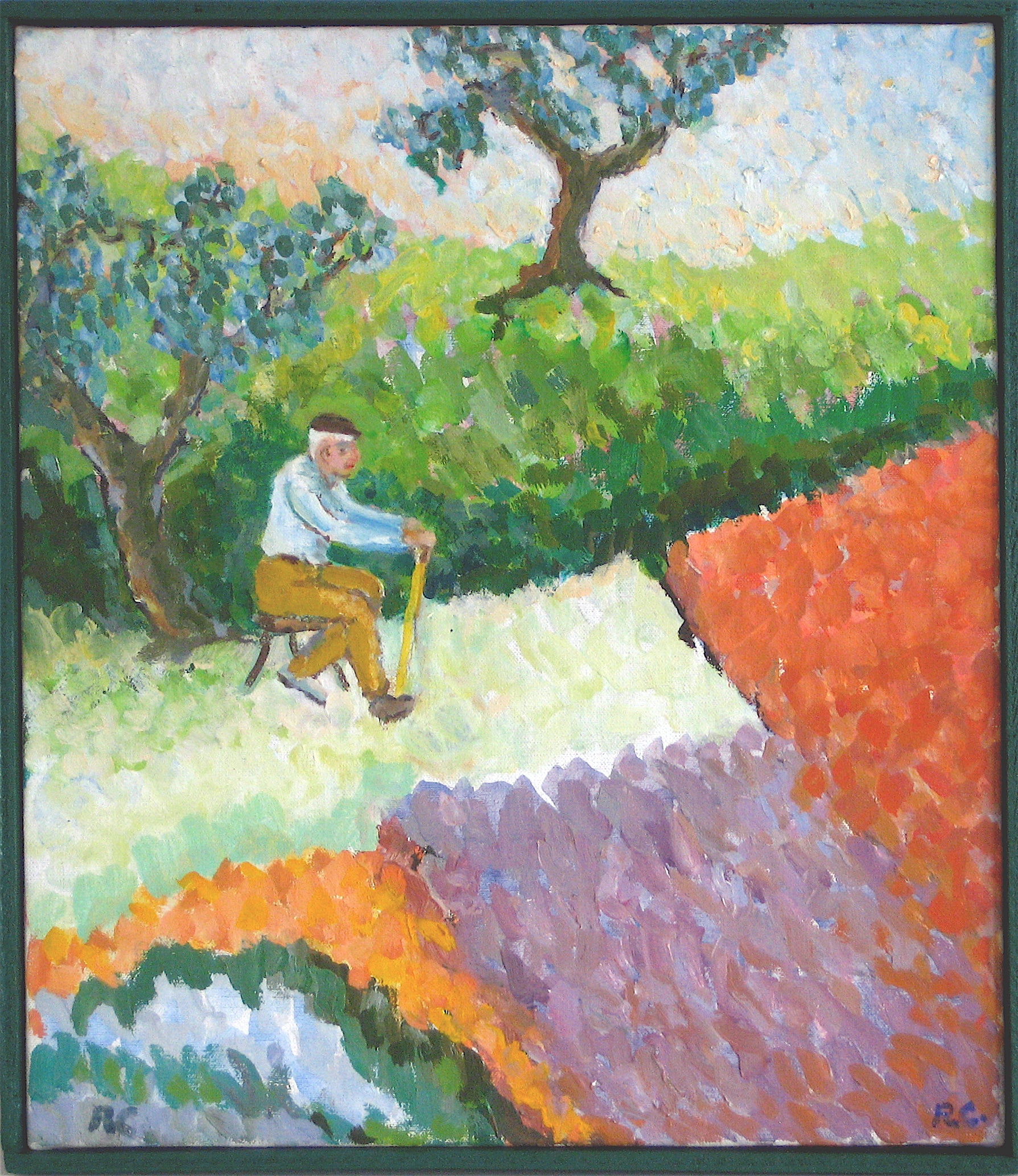 <i>Portugal, Old Man Contemplating His Garden </i><br>2003 Oil<br><br>#9708