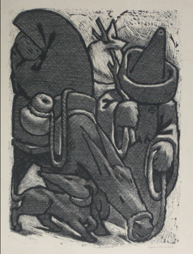 Vagabond with Dog <br>1950-60s Lithograph <br><br>#9712